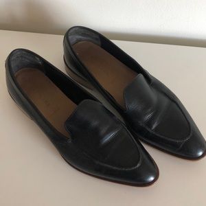 EVERLANE Women’s Black Black Leather Slip On Loafers Pointed Toe Size 9